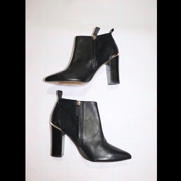 Reiss Suede and Leather Block Heel Ankle Boots - Picture 1 of 6